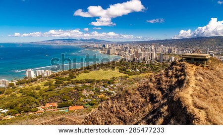 View of Waikiki Beach and Honolulu Skyline from Diamond Head