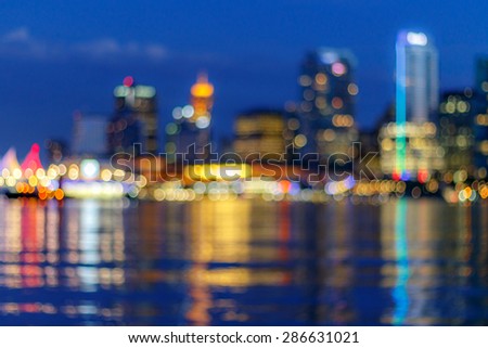 Abtract blur of Vancouver skyline, British Columbia, Canada