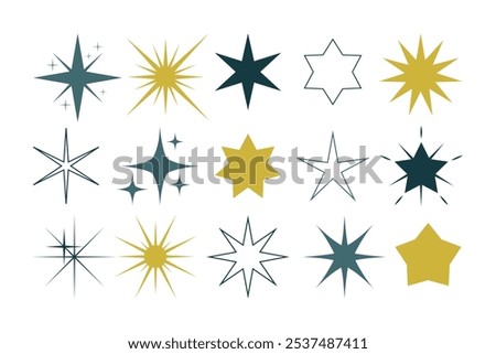 Sparkle Star Icon Set. Icon Set of Sparkles and Stars on White Background. Fully Editable Sparkle and Star Icons Vector Illustration premium quality