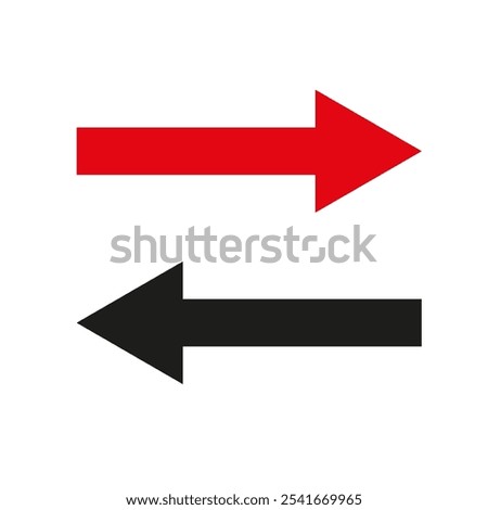 Arrow icon stock. Flat red and black arrow icon