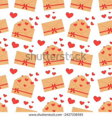 Envelope with and hearts. Valentine's Day, love, mail. Seamless pattern. Can be used for web page background fill, surface texture
