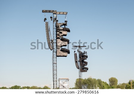 Speakers at outdoors concert