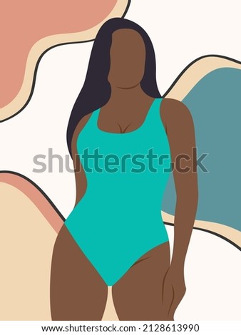 Similar – Image, Stock Photo Curvy woman in bodysuit lying on bed