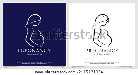 Pregnancy logo design template with line art style Premium Vector