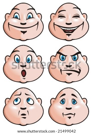 Set of faces, smiles, emotions, vector illustration
