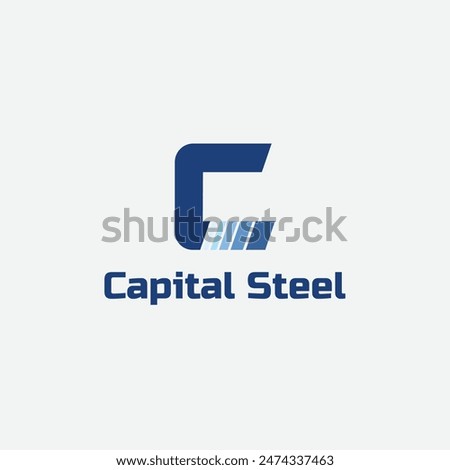 Capital Steel logo design. simple word mark logo minimal one color blue logo design