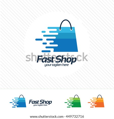 Shopping logo design vector , fast symbol on shopping bag. Abstract concept for online store.