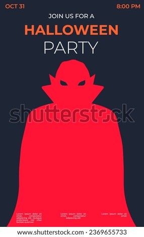 Halloween Party Poster with Dracula. Party invitation with dracula silhouette