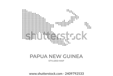 Dotted map of Papua New Guinea in stylized style. Simple illustration of country map for poster, banner.