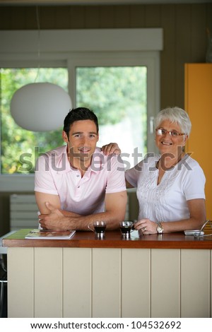 Old women happy to see son