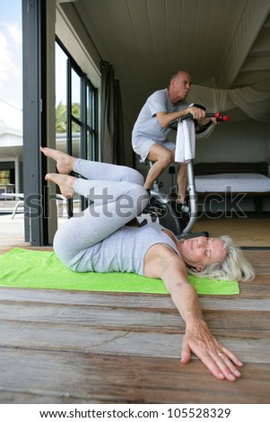 Senior couple trying to stay fit