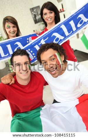 Group of Italian sports fans