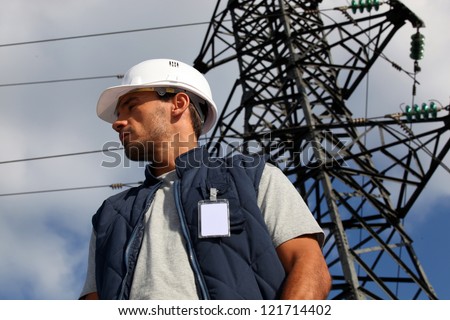 Similar – Image, Stock Photo Power poles in front of evening sky, taken through a power pole in the foreground, cropped, orange-black