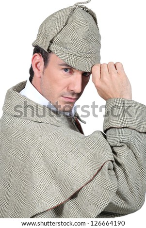 man in Sherlock Holmes costume