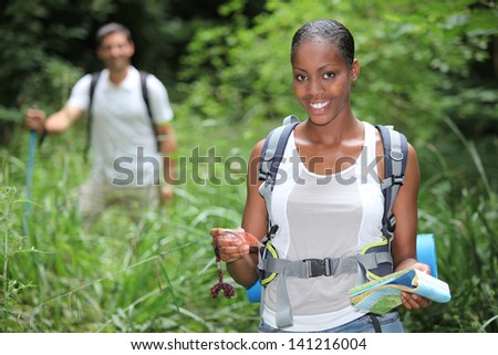 Young couple walking in countryside