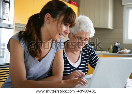 Senior woman with home help