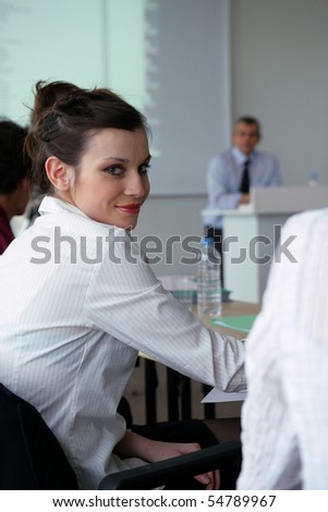 Portrait of a young woman in a training room