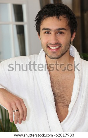 Portrait of a man in bathrobe