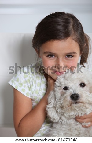 Little Girl Holding Small White Dog Stock Photo 81679546 : Shutterstock
