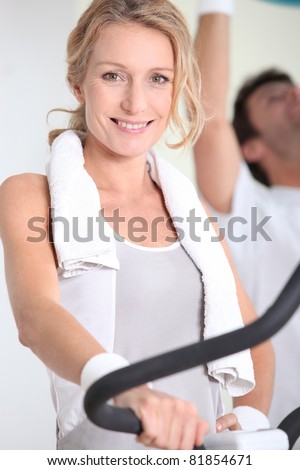 Woman working out in a gym