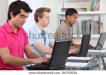 Students using laptop computers