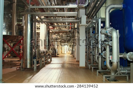 Moscow, Russian Federation,?? March 07: filter system at a large beer company, Moscow Brewing Company.