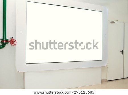 The large touchpad on the wall for display advertising