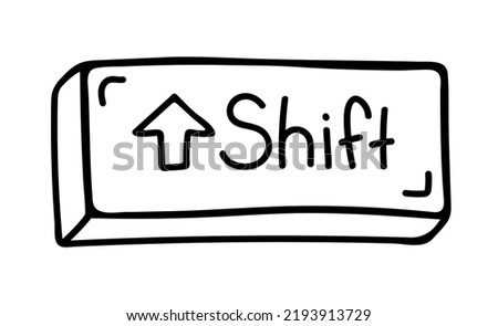 Keyboard shift key doodle drawing. Vector illustration on a white background