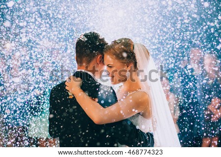 First wedding dance of newlywed Foto stock © 