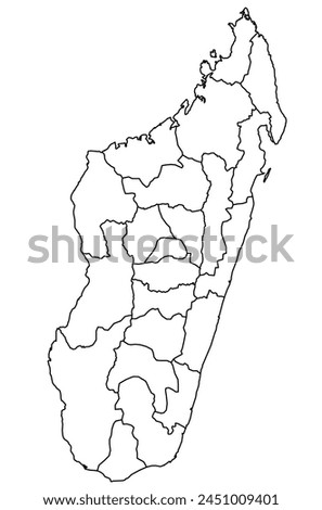 Outline of the map of Madagascar with regions