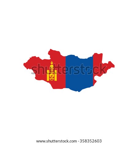 Map and flag of Mongolia