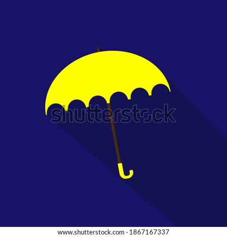 Illustration of Yellow Umbrella with Blue Background Fit for Icon, Symbol, or Background