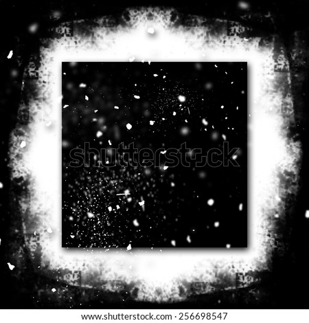 Exploding Grunge Photo Frame Black and White Particles