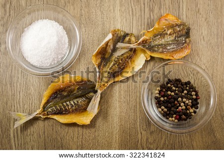 Russian dry salted fish snack for eating as an accompaniment when drinking beer