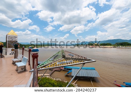 CHIANG RAI, THAILAND - JUNE 1,2015 - Golden triangle in Thailand .The Golden Triangle designates the confluence of the Ruak River and the Mekong River