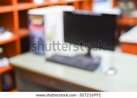 photo blur background table work in office with computer pc