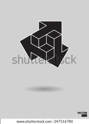 Three dimensional floating arrows - vector illustration