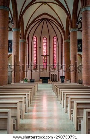 Lubeck, Germany: May 31, 2015\
Heart Of Jesus Catholic Church interior. The church was built in 1888 and consecrated on 10 May 1891.