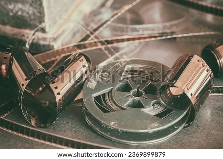 Similar – Image, Stock Photo Retro photo camera on black table with ice cubes