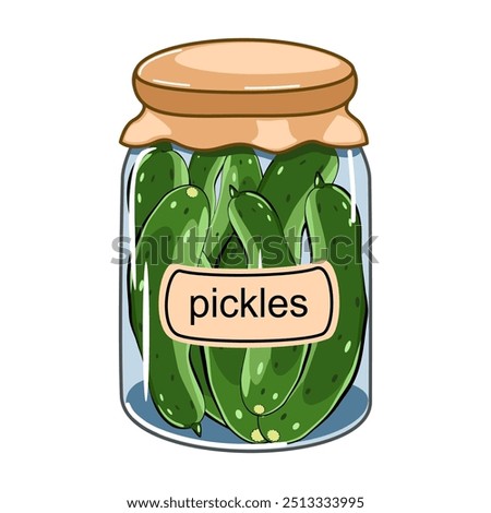 Homemade pickles cucumbers in a jar, vector illustration 