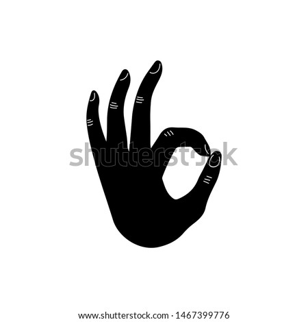 Hand gesture. Hand silhouette isolated on white background. Vector illustration.