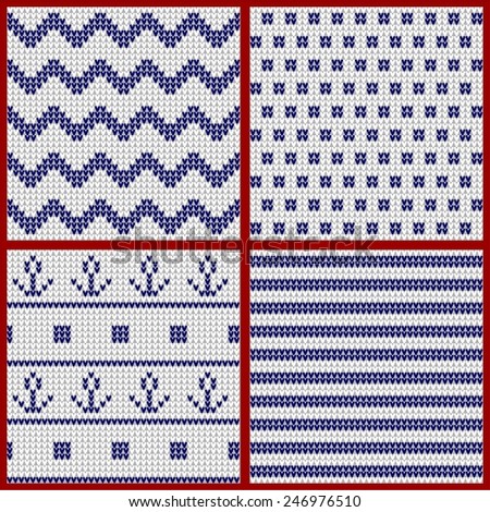 Set of 4 Marine pattern knitted
