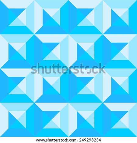 Blue Geometric background of the rear squares. Optical illusion