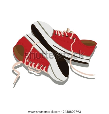 Vector  Illustration of Red Sneakers Shoe