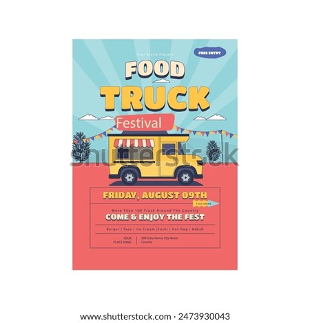 Vector Illustration of Food Truck Flyer Poster