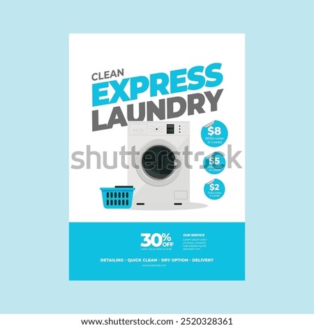 Laundry Service Flyer Template, Dry cleaner Flyer, Poster brochure design, Vector Editable and Print ready