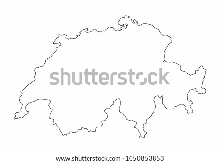 Switzerland map outline graphic freehand drawing on white background. Vector illustration.