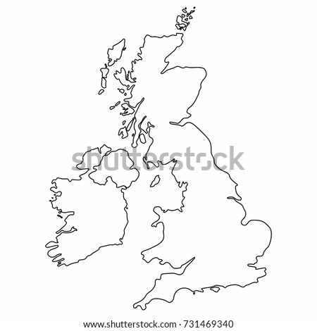 United Kingdom map outline graphic freehand drawing on white background. Vector illustration.