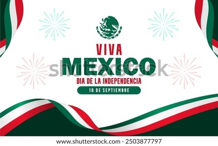 Mexico Independence Day Background Design. Translation : Long live Mexico Independence Day, 16th September. Banner, Poster, Greeting Card. Vector Illustration.