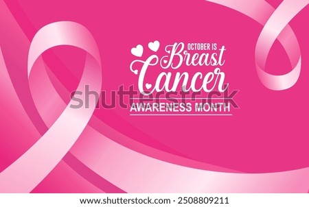 Breast Cancer Awareness Month. Pink October. Breast cancer awareness month is observed every year in October. Breast cancer awareness month with ribbon and typography banner design on pink background.